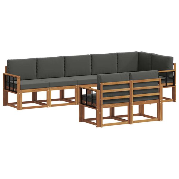 vidaXL Set vanjskih sofa s jastukom 8 pcs Prirodna i antracit
