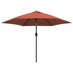 vidaXL Vrtni suncobran LED s čeličnim stupom 300 cm terakota