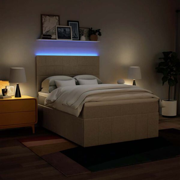 vidaXL Krevet s oprugama i madracem krem 140 x 190 cm od tkanine