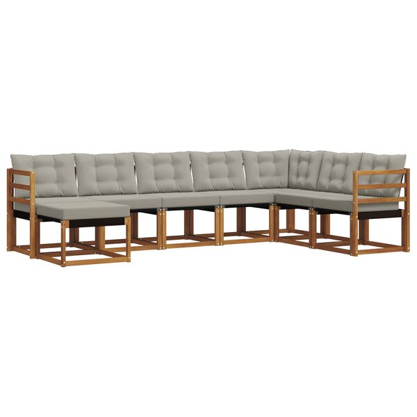 vidaXL Set vanjskih sofa s jastukom 8 pcs Prirodna i svijetlo siva
