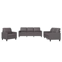 vidaXL 3-dijelni set sofa s jastucima sivi od umjetne kože