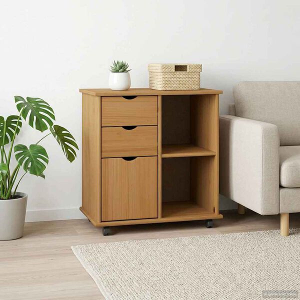 vidaXL Mobilni ormar s kotačem Medeno smeđa 63,5 x 39 x 65,5 cm