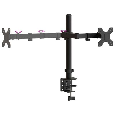vidaXL Dvostruki nosač za monitor crni čelični VESA 75/100 mm