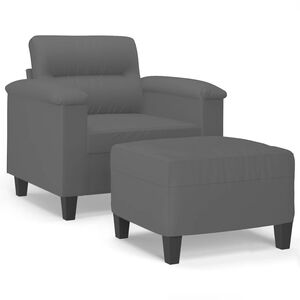 vidaXL Fotelja s tabureom tamnosiva 60 cm od mikrovlakna