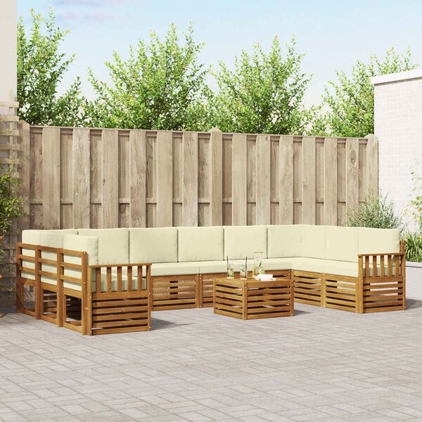 vidaXL Setovi sofa 11 pcs Prirodna i krem Čvrsto drvo akacije