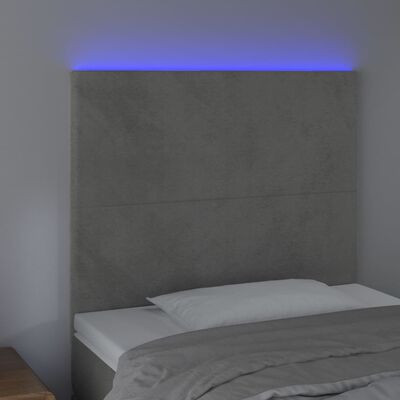 vidaXL LED uzglavlje svjetlosivo 90x5x118/128 cm baršunasto