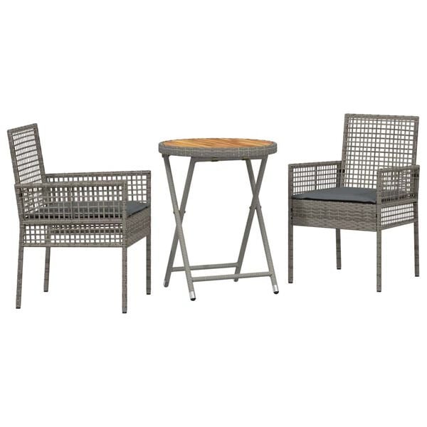 vidaXL Bistro set za vrt 3 pcs Siva poliratan