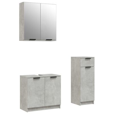 vidaXL 3-dijelni set kupaonskih ormarića siva boja betona drveni