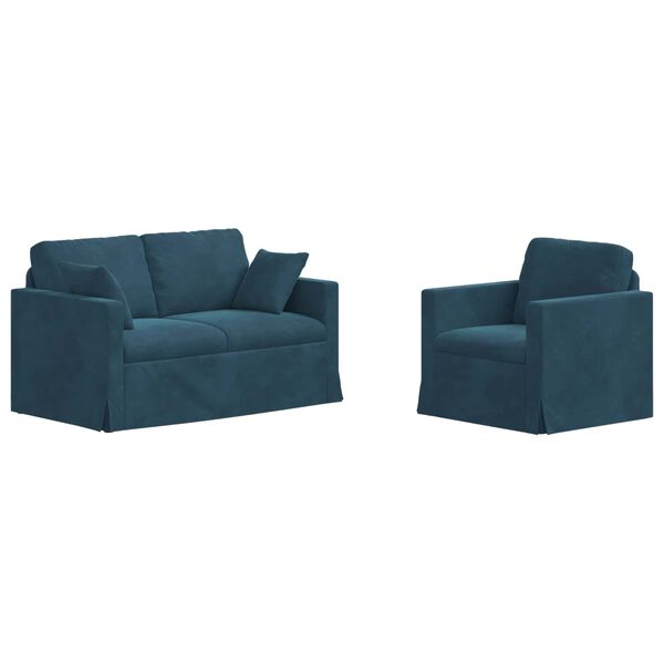 vidaXL Sofa 2 pcs Plava 138 x 78 x 80 cm Bar&scaron;un