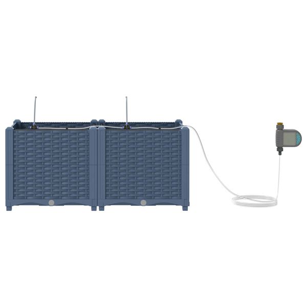 vidaXL Vrtna saksija 2 pcs Sivi 80 x 40 x 37,5 cm Plastika