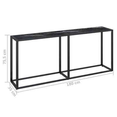 vidaXL Konzolni stol boja crnog mramora 180x35x75,5 cm kaljeno staklo