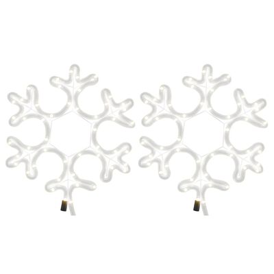 vidaXL Figura božićne pahulje LED 2 kom topla bijela 27 x 27 cm
