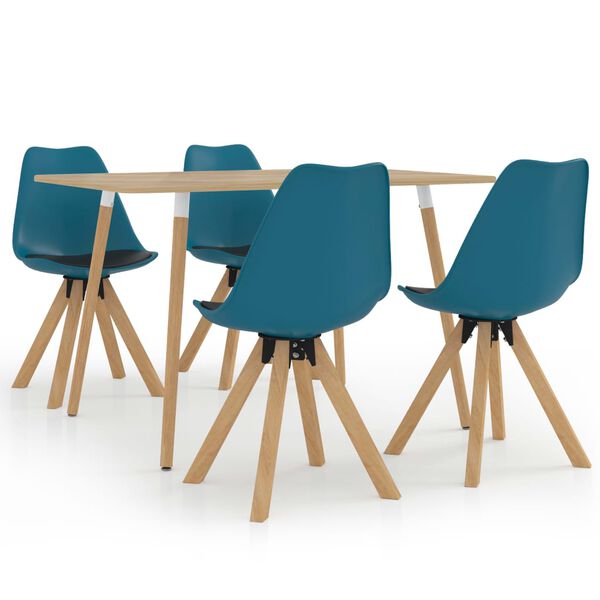 vidaXL 5-dijelni blagovaonski set tirkizno-crni