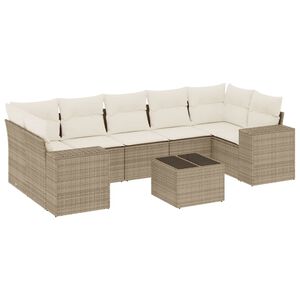 vidaXL 8-dijelni set vrtnih sofa od poliratana s jastucima bež