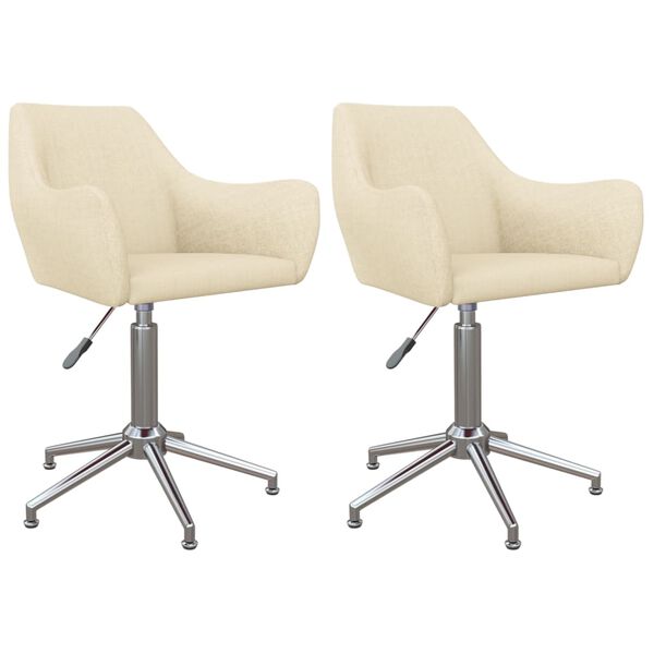 vidaXL Okretne blagovaonske stolice od tkanine 2 kom krem
