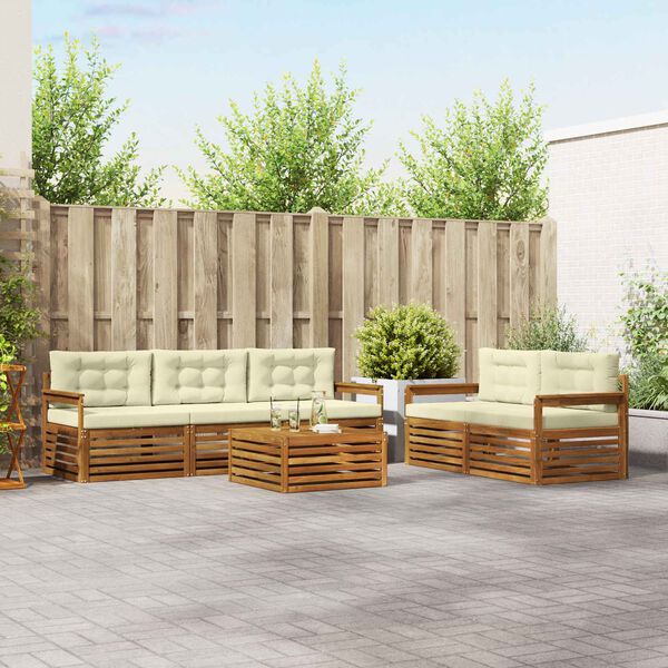 vidaXL Set vanjskih sofa s jastukom 6 pcs Prirodna i krem