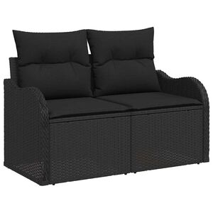 vidaXL Vrtni kauč s jastukom s pohranom Crna 121 x 62 x 69cm poliratan