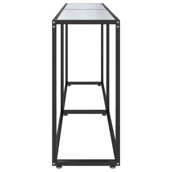 vidaXL Konzolni stol boja bijeli mramor 180x35x75,5 cm kaljeno staklo