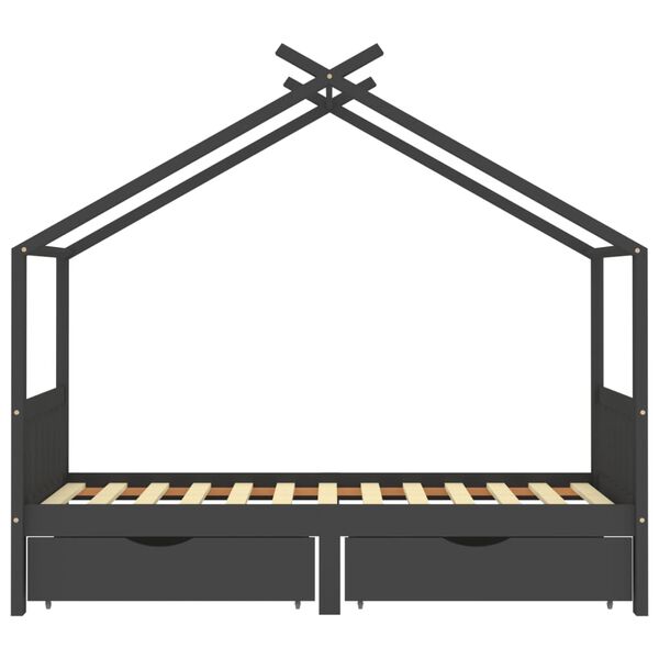 vidaXL Okvir za dječji krevet s ladicama tamnosivi 90x200 cm borovina