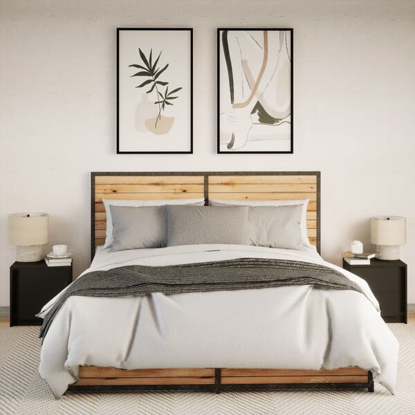 vidaXL Noćni ormarići s LED svjetlima 2 kom crni od konstruiranog drva