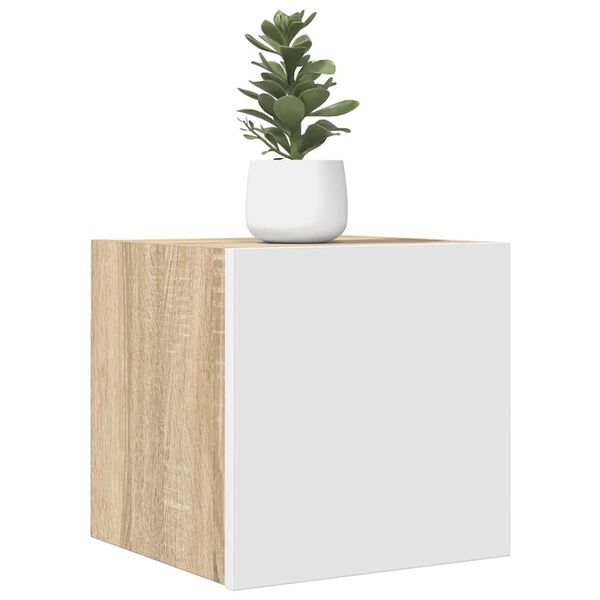 vidaXL Zidni TV ormarić bijeli i boja hrasta 30,5 x 30 x 30 cm