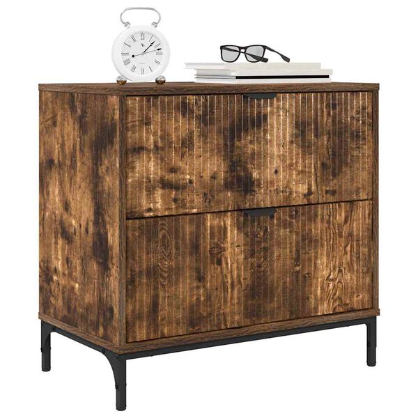 vidaXL Noćni ormarić s ladicama Dimljeni hrast 63.5 x 36 x 61 cm