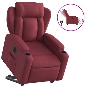 vidaXL Električni naslonjač na podizanje od tkanine boja vina