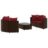 vidaXL 5-dijelni set vrtnih sofa s jastucima poliratan smeđi