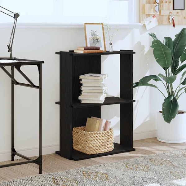 vidaXL Regal za knjige s 3 razine crni 60x30x80 cm konstruirano drvo