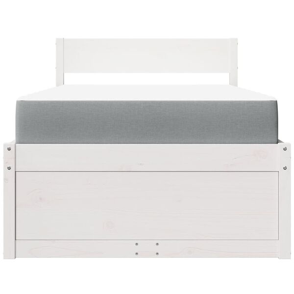 vidaXL Krevet s ladicama i madracem bijeli 100 x 200 cm od borovine