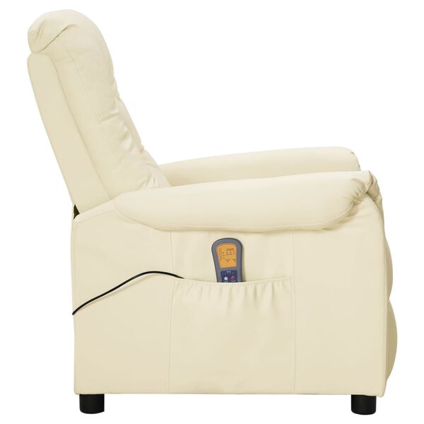 vidaXL Masažna fotelja na podizanje od umjetne kože krem