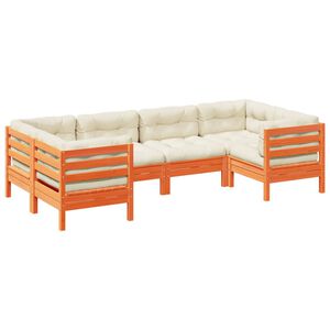 vidaXL 6-dijelni set vrtnih sofa s jastucima voštano smeđi od borovine