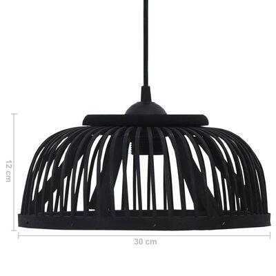 vidaXL Viseća svjetiljka od bambusa crna 40 W 30x12 cm polukružna E27