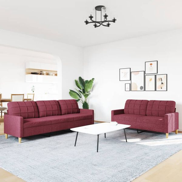 vidaXL 2-dijelni set sofa crvena boja vina od tkanine