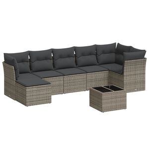 vidaXL 8-dijelni set vrtnih sofa od poliratana s jastucima sivi