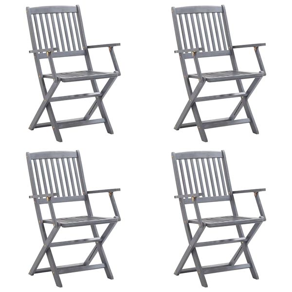 vidaXL Sklopive vrtne stolice s jastucima 4 kom masivno bagremovo drvo