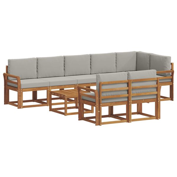 vidaXL Set vanjskih sofa s jastukom 9 pcs Prirodna i svijetlo siva