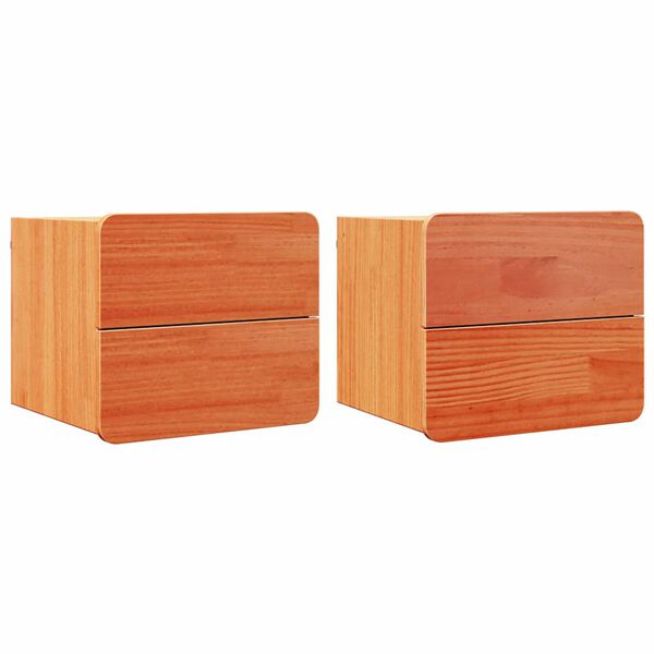 vidaXL Noćni ormarić 2 pcs Smeđa 39 x 34 x 33 cm Masivna borovina