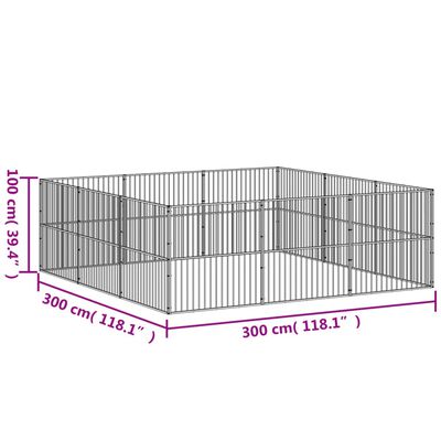 vidaXL Ograda za pse s 12 panela crna od pocinčanog čelika