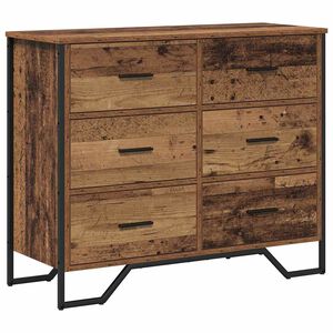 vidaXL Komoda 6-Ladica Staro drvo 91 x 35,5 x 74,5 cm