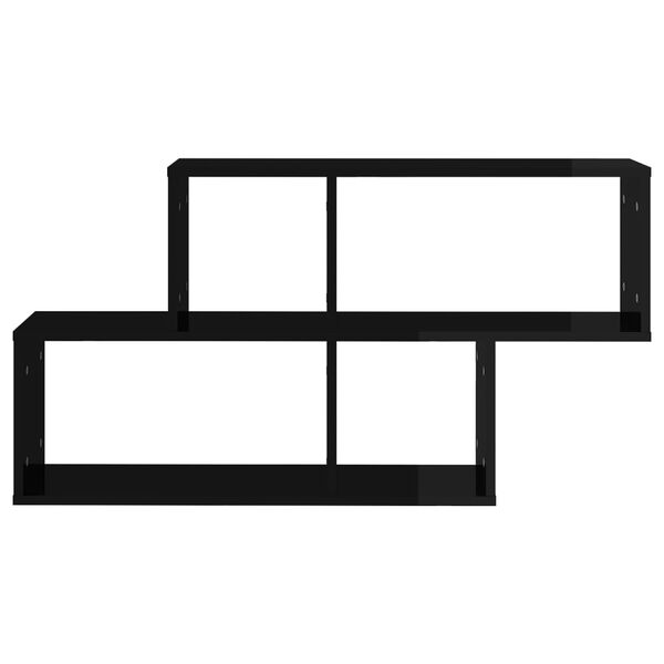 vidaXL Zidna polica visoki sjaj crna 100x18x53 cm konstruirano drvo