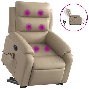 vidaXL Električni masažni naslonjač na podizanje boja cappuccina