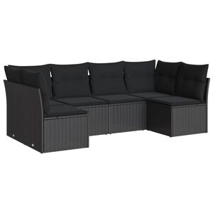 vidaXL 6-dijelni set vrtnih sofa s jastucima crni od poliratana