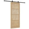 vidaXL Klizna vrata Prirodna i crna 86 x 211 cm Masivna borovina