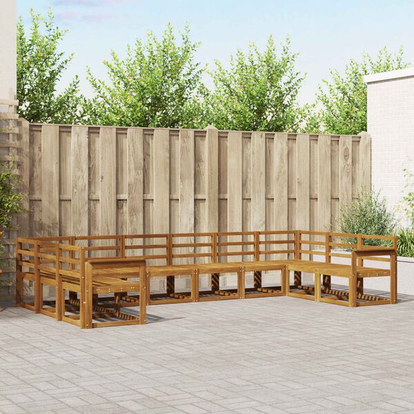 vidaXL Set vanjskih sofa 10 pcs Prirodna Čvrsto drvo akacije