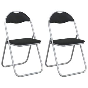 vidaXL Sklopiva stolica 2 pcs Crna i Siva 48 x 43,5 x 81 cm Lažna koža