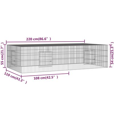 vidaXL Kavez za zečeve s 2 panela 220x110x55 cm od pocinčanog željeza