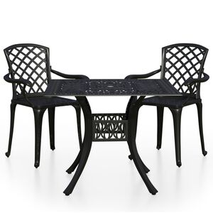 vidaXL 3-dijelni bistro set od lijevanog aluminija crni