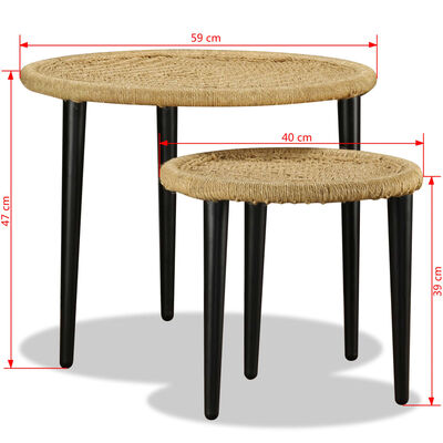 vidaXL 2-dijelni stolić za kavu od prirodne jute