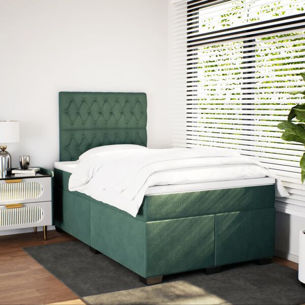 vidaXL Krevet box spring s madracem tamnozeleni 120x190 cm bar&scaron;unasti